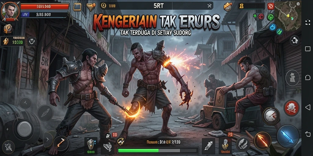Screenshot gameplay 5RT menampilkan kegelapan dan ketegangan yang mendalam.