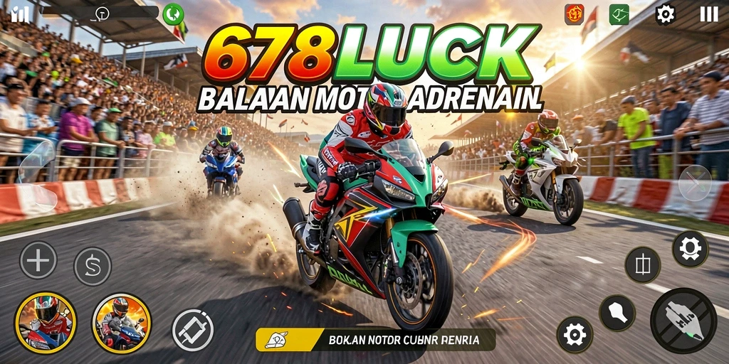 Screenshot gameplay 678LUCK menampilkan aksi balapan motor yang intens.