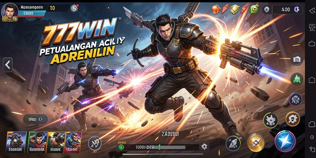 Tangkapan layar gameplay 777WIN yang menampilkan aksi mendebarkan di arena pertempuran.