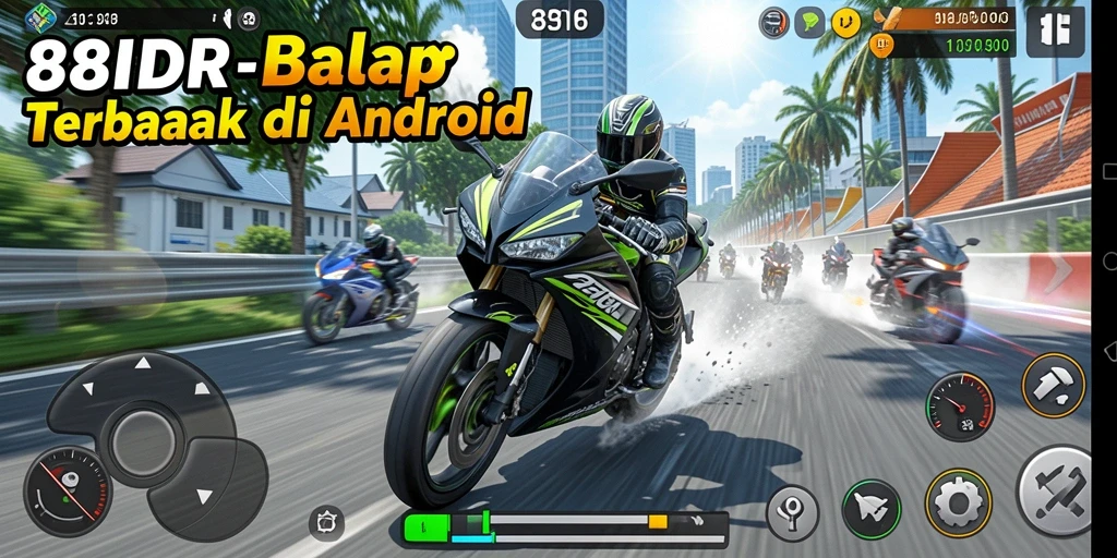 Gameplay seru dan mendebarkan dalam balapan motor.