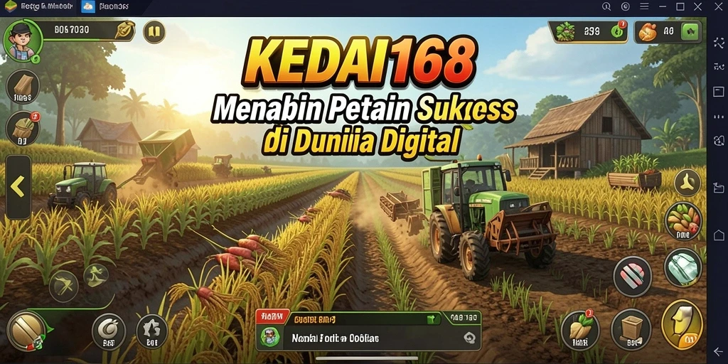 Tampilan gameplay KEDAI168 yang menggoda dengan lahan pertanian yang subur.