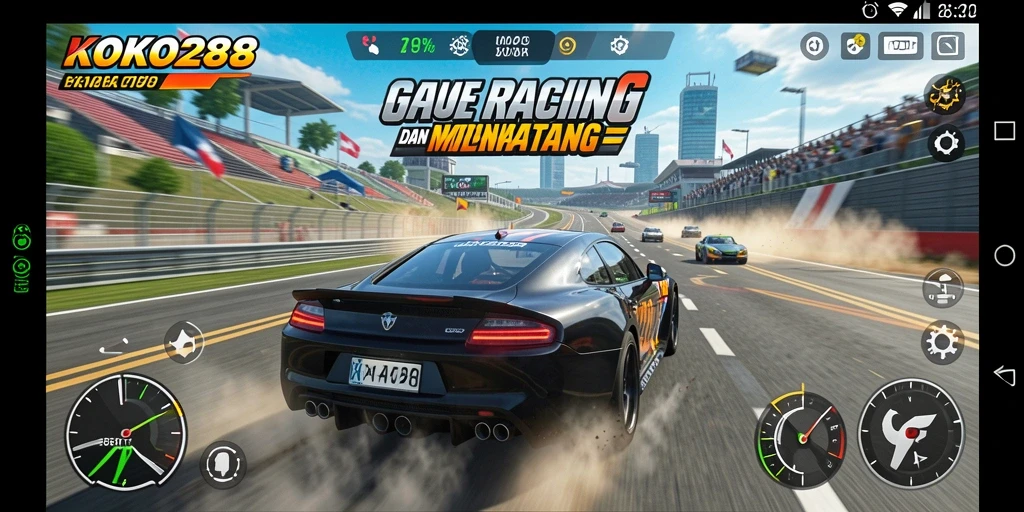 Tampilan gameplay KOKO288 yang penuh aksi dan kecepatan.