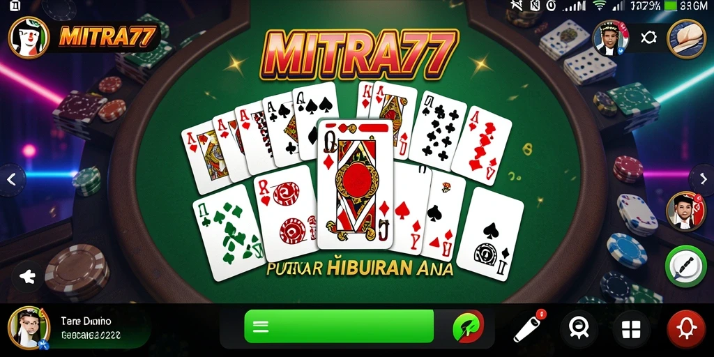 Screenshot gameplay MITRA77 yang menampilkan aksi Domino seru.
