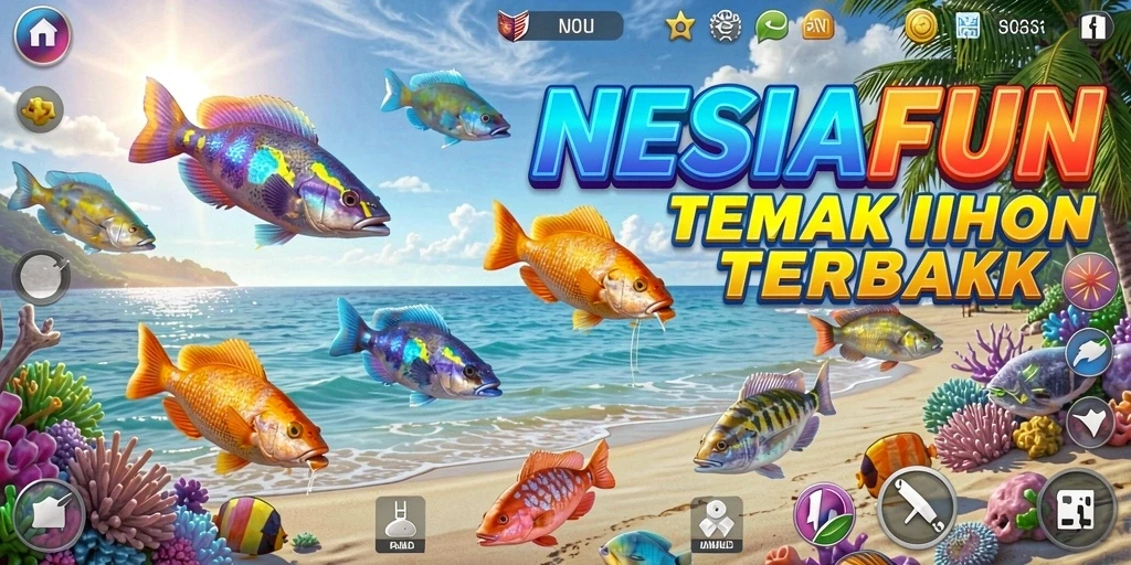Tampilan gameplay seru dalam NESIAFUN saat menembak ikan.