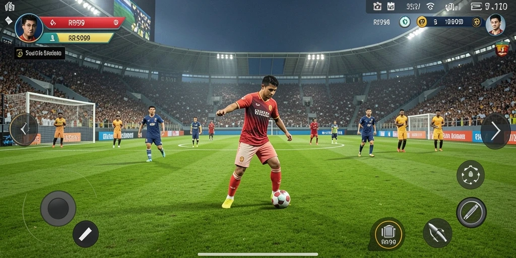 Tampilan gameplay RR999 yang menegangkan di lapangan sepak bola.