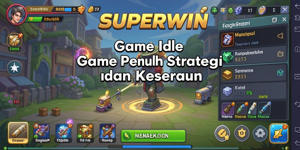 Tampilan gameplay SUPERWIN yang menarik dengan berbagai elemen Idle.