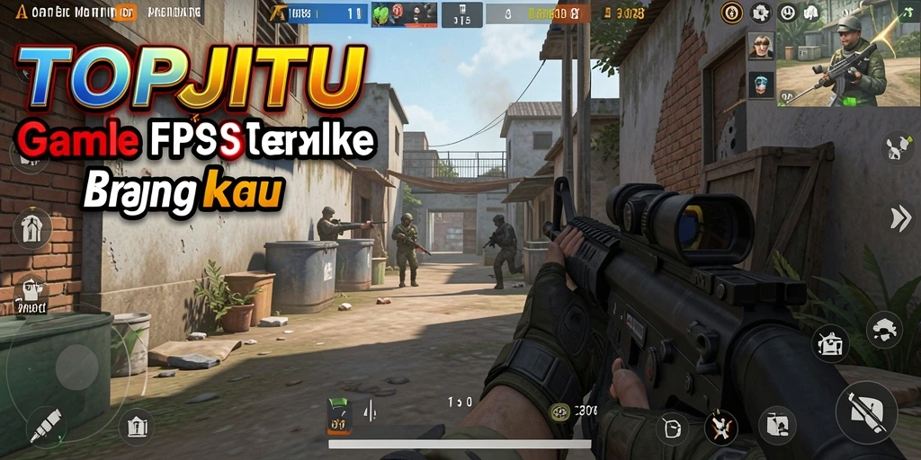Menampilkan aksi tembak-menembak intens dalam game FPS.